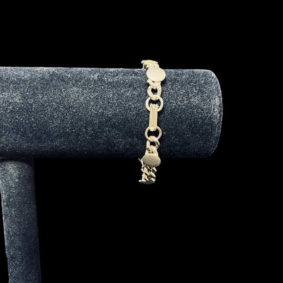 Gold Tone Curb Link Bracelet With Round Embellishments (5090) - Picture 3 of 5